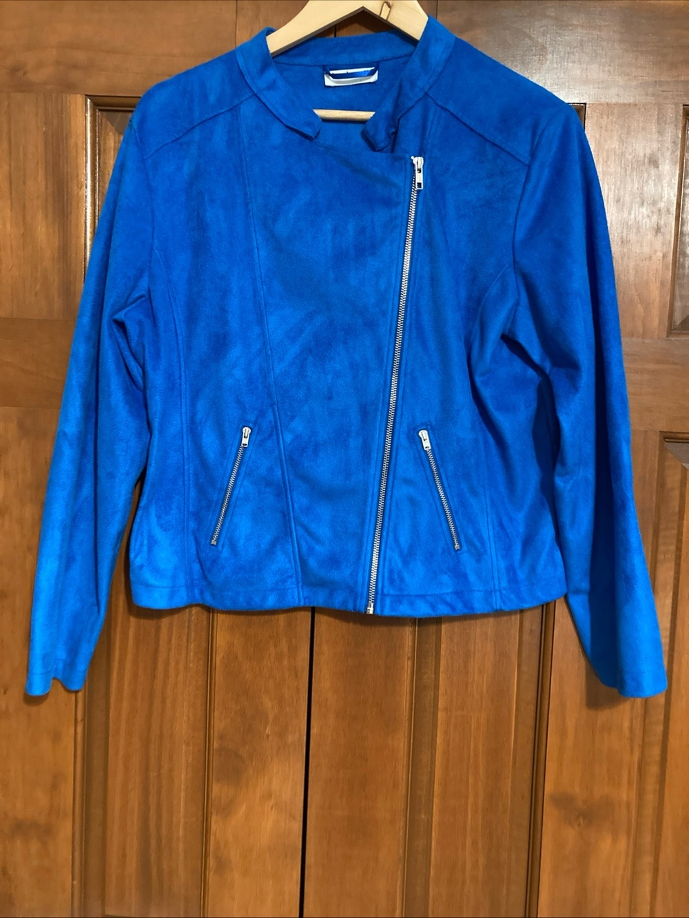 Kettlewell Chloe Moto biker Blue faux Suede Jacket women’s size large